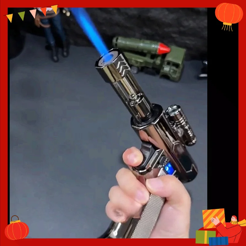 Metal High-temperature High Firepower Laser Lighting Welding Gun Lighter, Windproof Inflatable Cigar Camping Outdoor Lighter
