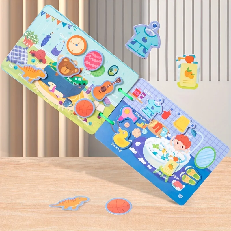 Libro tranquillo Montessori Baby Early Education illuminazione libro per incollare animali modello allenamento sensoriale Puzzle giocattoli per bambini