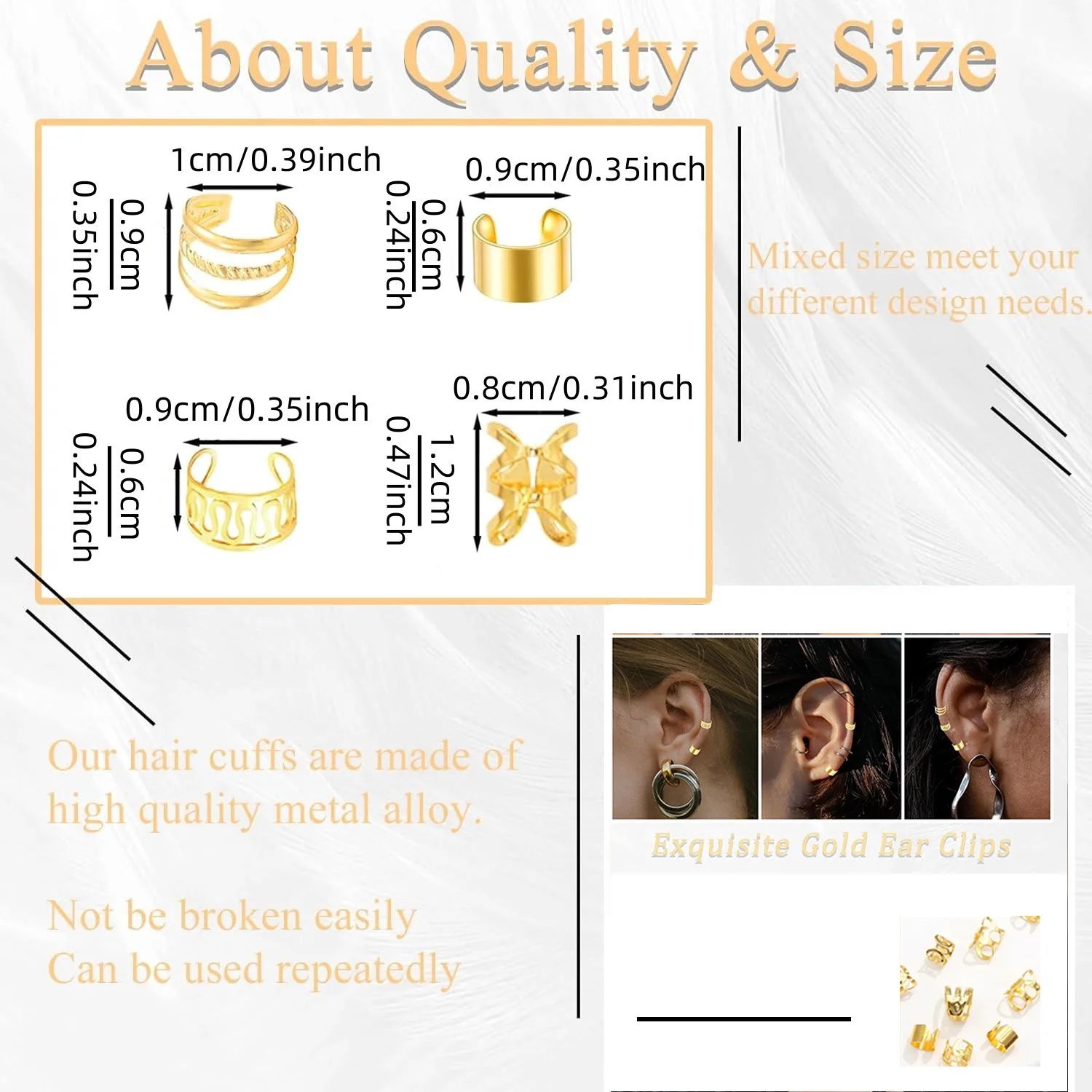 40PCS Hair Jewelry for Braids  Hair Cuffs Multi Style Rings Adjustable Hair Beads for Braid Loc Dreadlock Accessories image 4
