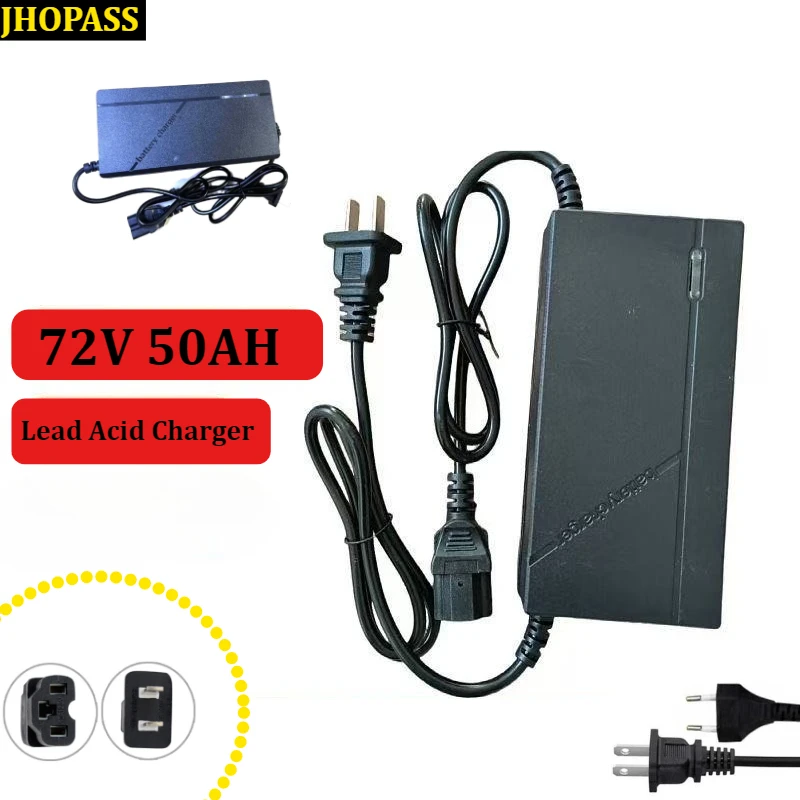 LED Smart 72V 50AH GEL AGM Lead Acid Battery Charger for Motorcycle E-bike Scooter AC110V to 220V DC72V to 88V EU US UK AU Plug