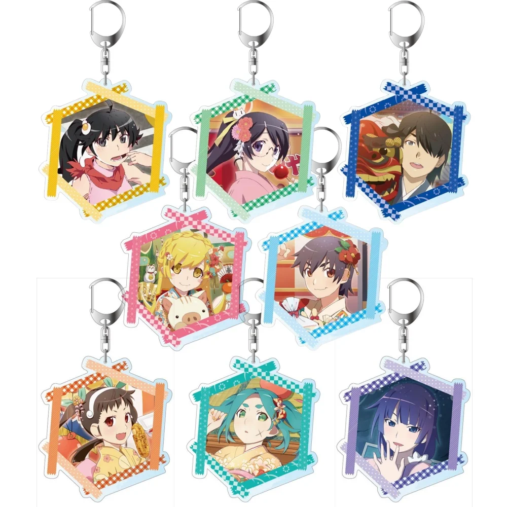 Anime Peripheral Store Monogatari Series Yotsugi Ononogi Tsukihi Araragi Acrylic Keychain Pendant Ornamen Fans Gifts About 6cm