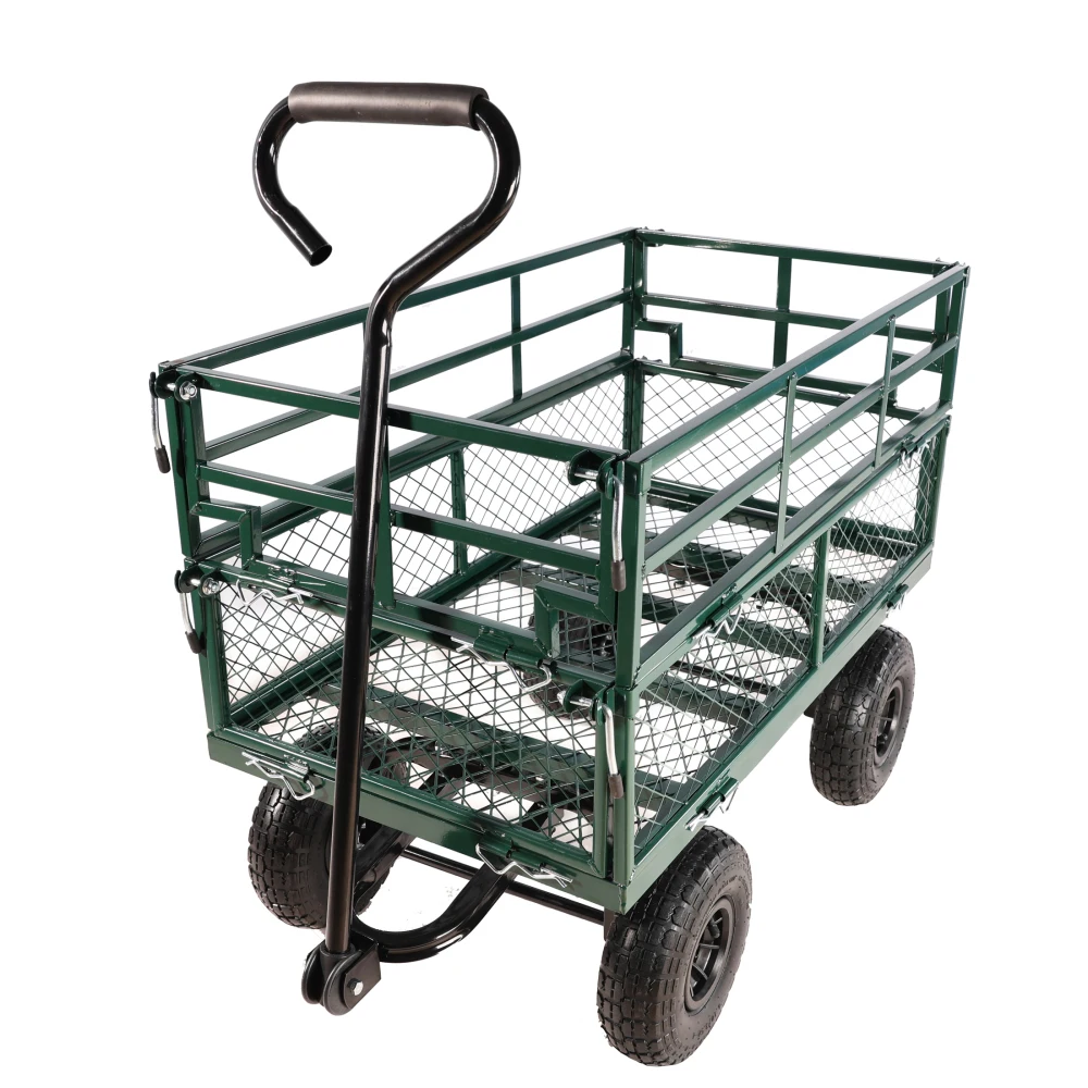 

Steel Garden Cart, 600 Lbs Capacity, Wagon Cart for Garden, Farm, Yard,Utility Wagon with Pneumatic Tires,Garden Cart Trucks