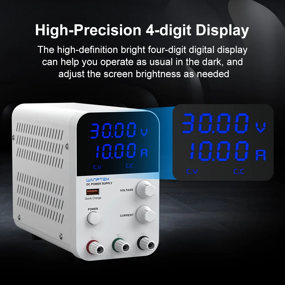 Wanptek Adjustable DC power supply LED Digital Lab Bench Power Source Stabilized Power Supply Voltage Regulator Switch 30V 10A5A