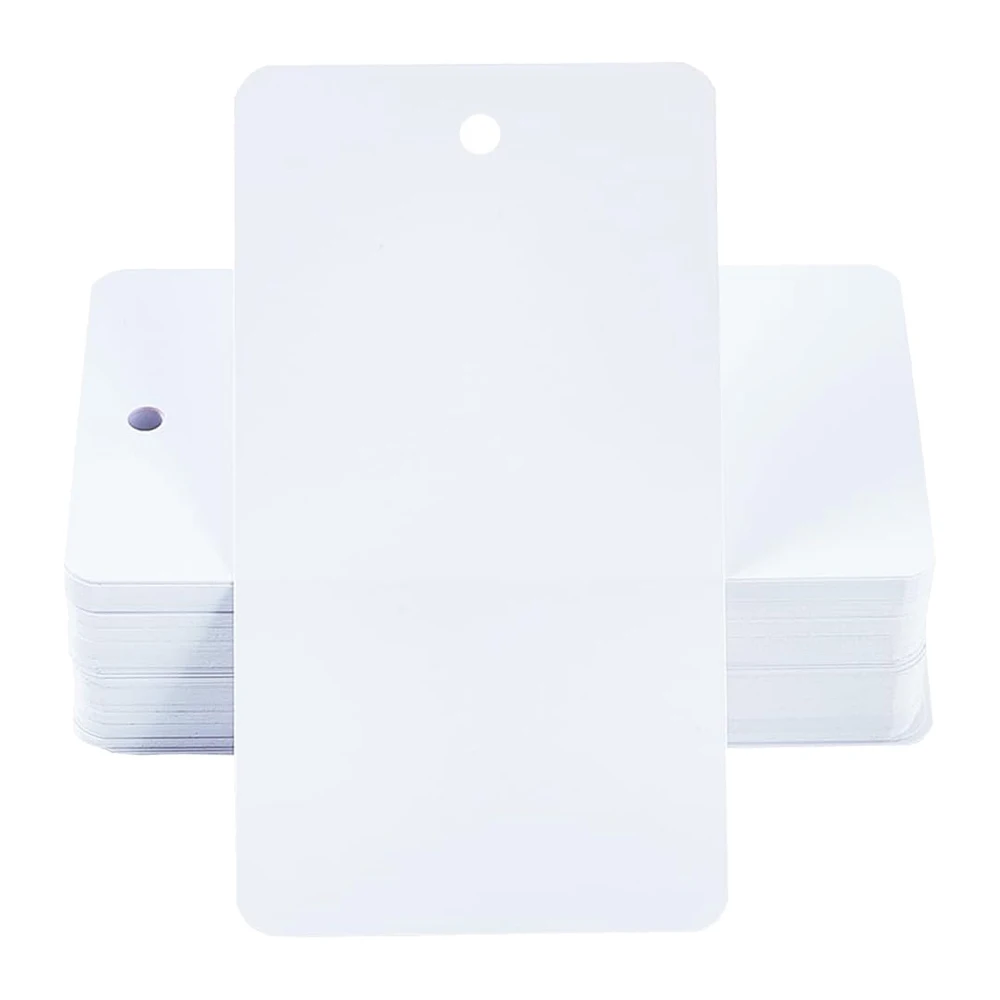 50pcs 4x6/5x9cm Plastic Blank White Shipping Tags Hanging Name Label for Keys Luggage Logistic Retail Inventory Labeling School