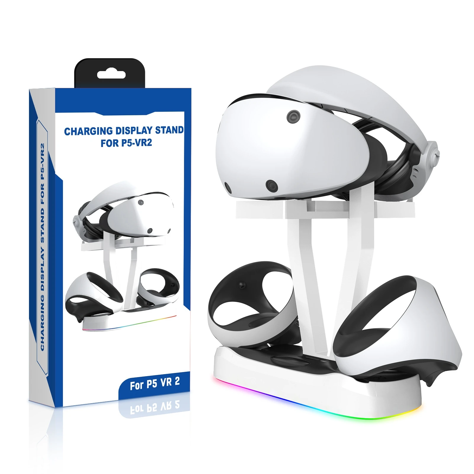 For PSVR2 Magnetic Charging Dock Gamepad Charging Stand VR Glasses Storage Stand with RGB Lighting