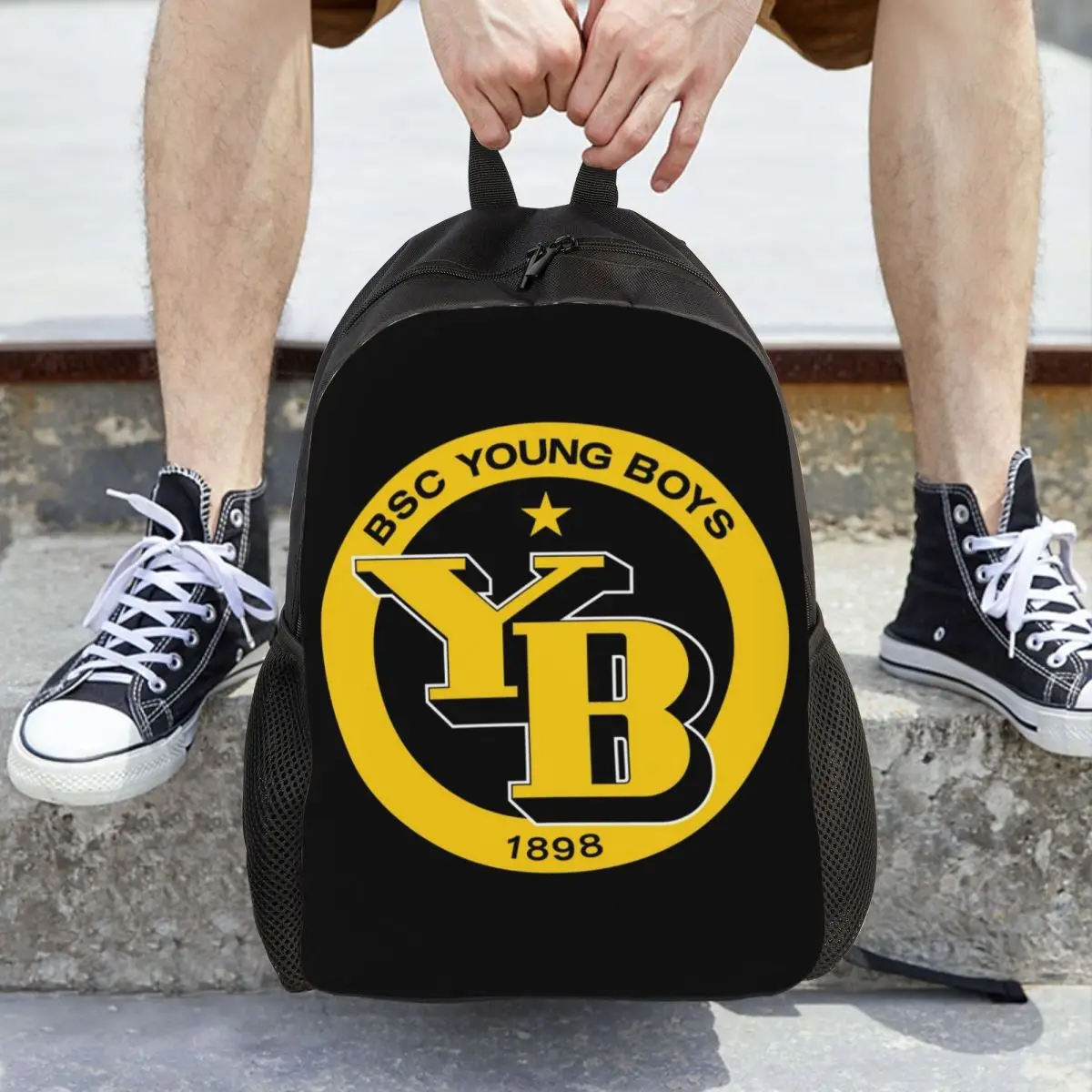 BSC Young Boys Swiss Football Sports Fans Bern Swiss Backpack Daypack BookBag Tas Sekolah Tas Bahu untuk Pria Wanita