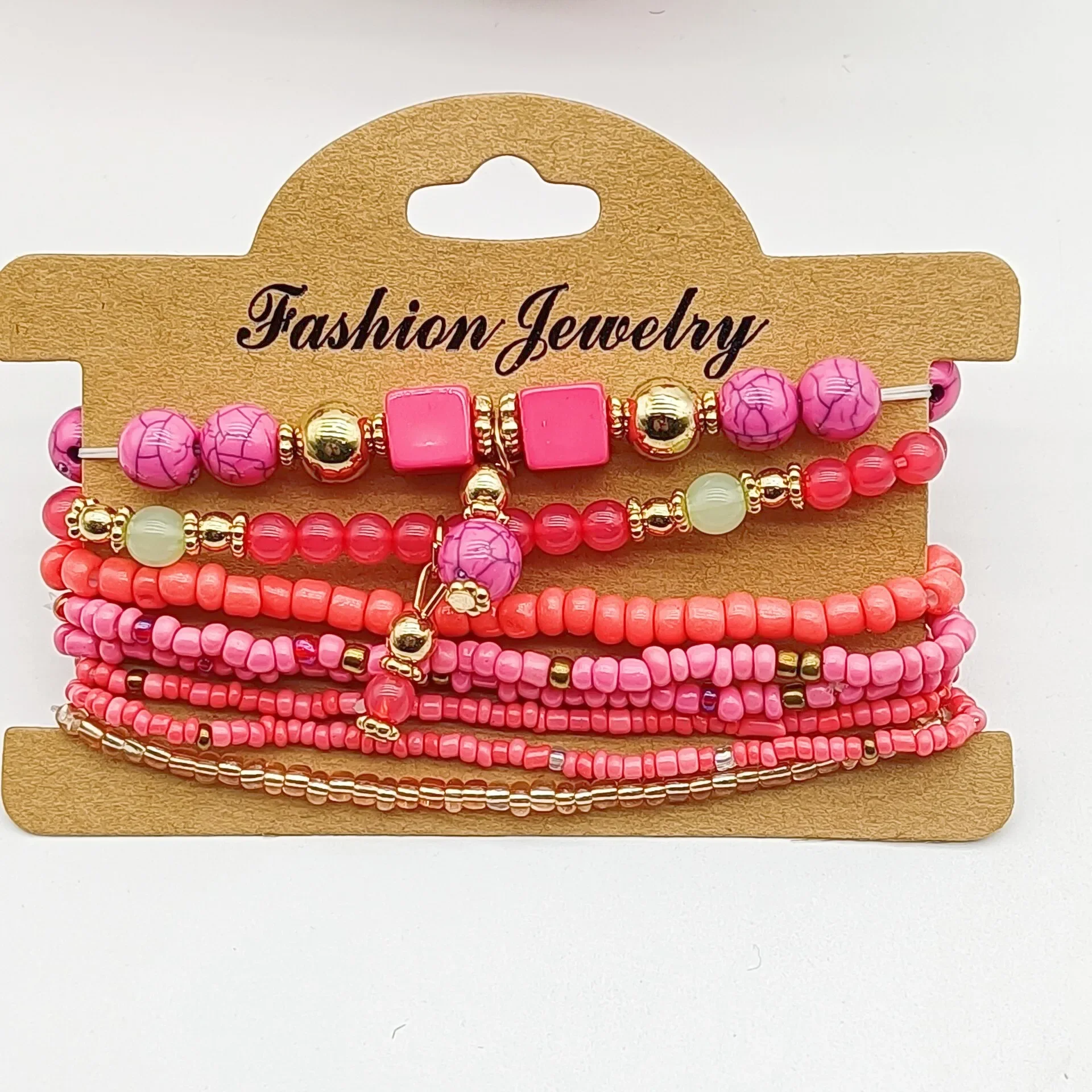 Conjunto de pulseras bohemias hechas a mano para mujer, brazalete de cadena con cuentas de semillas de colores, joyería artesanal para fiesta diaria