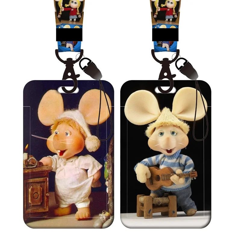 Cute Mouse Gigio Card Holder Lanyards for Keychain Classic Card Holders Neck Strap Worker Door Badge Holder Credential Gift