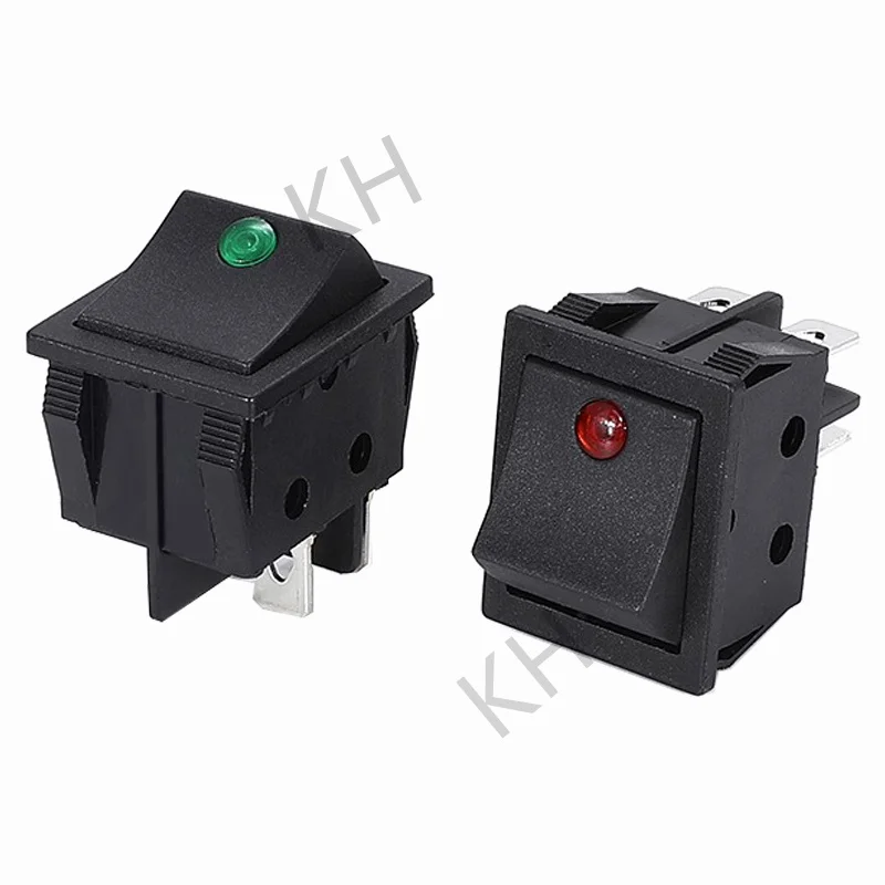 KCD4 Rocker switch ship type switch rocker power button 4/6PIN red light green light 31x25mm16A/30A 250v ON-OFF/ON-OFF-ON