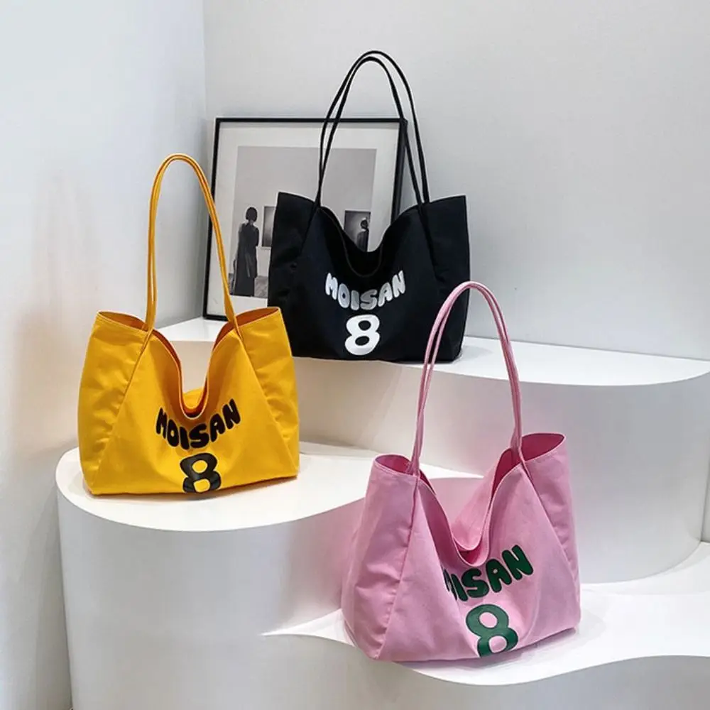 Bolso de lona informal portátil de gran capacidad, bolsa de mano multifuncional, bolsas de compras, bolsa de moda con estampado de letras, regalo