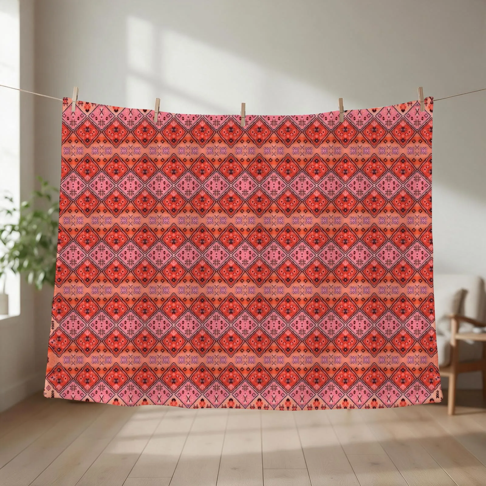 Boho Farmhouse Stylish Oriental Traditional Moroccan Style Artwork Throw Blanket Luxury Designer Blankets For Sofas Blankets