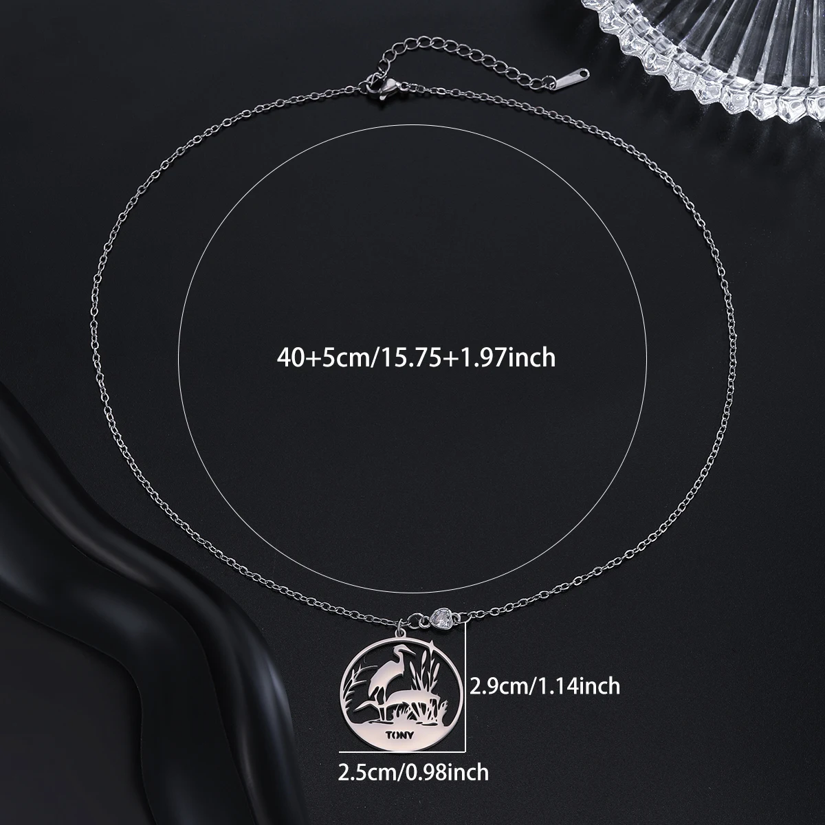 Customized Name Personalized Red crowned Crane Animal World Pendant Necklace Jewelry