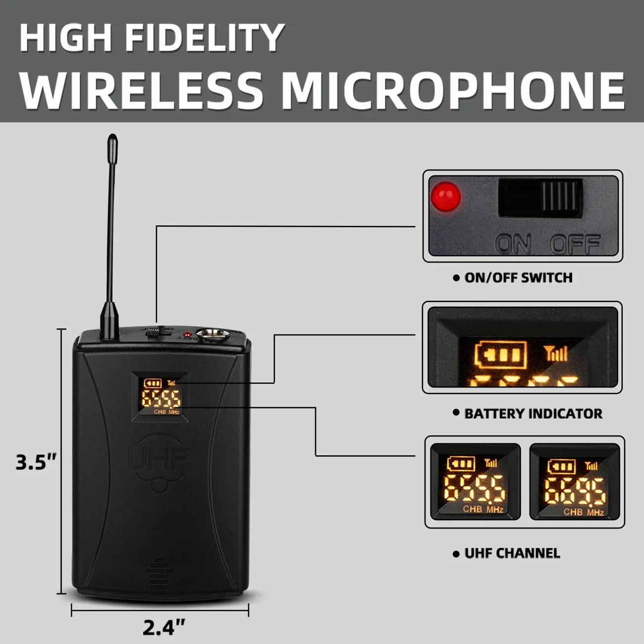 Biner DF204 Best Wireless Lapel Microphoner Handheld Microphone System For Conference Room