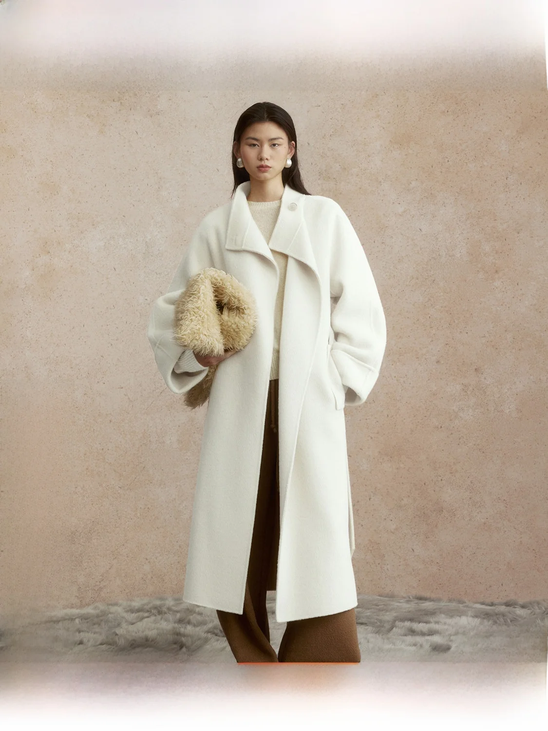 

Romantic Luxury Camel down Woolen Coat Winter Outerwear ZHIZHI Spring Marshalling Silk Woolen Coat for Women Long Style