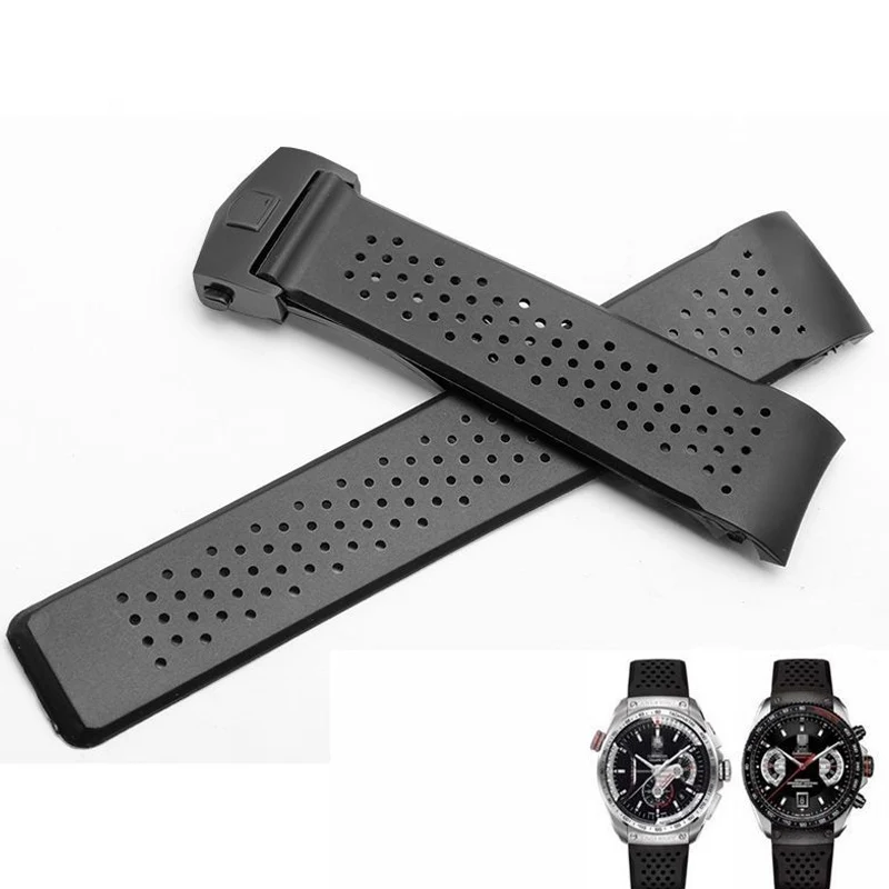 Watch Bracelet For TAG HEUER GRAND CARRERA AQUARACER Soft Silicone Wristband 22mm 24mm Men Watc Strap Rubber Watch Band Chain