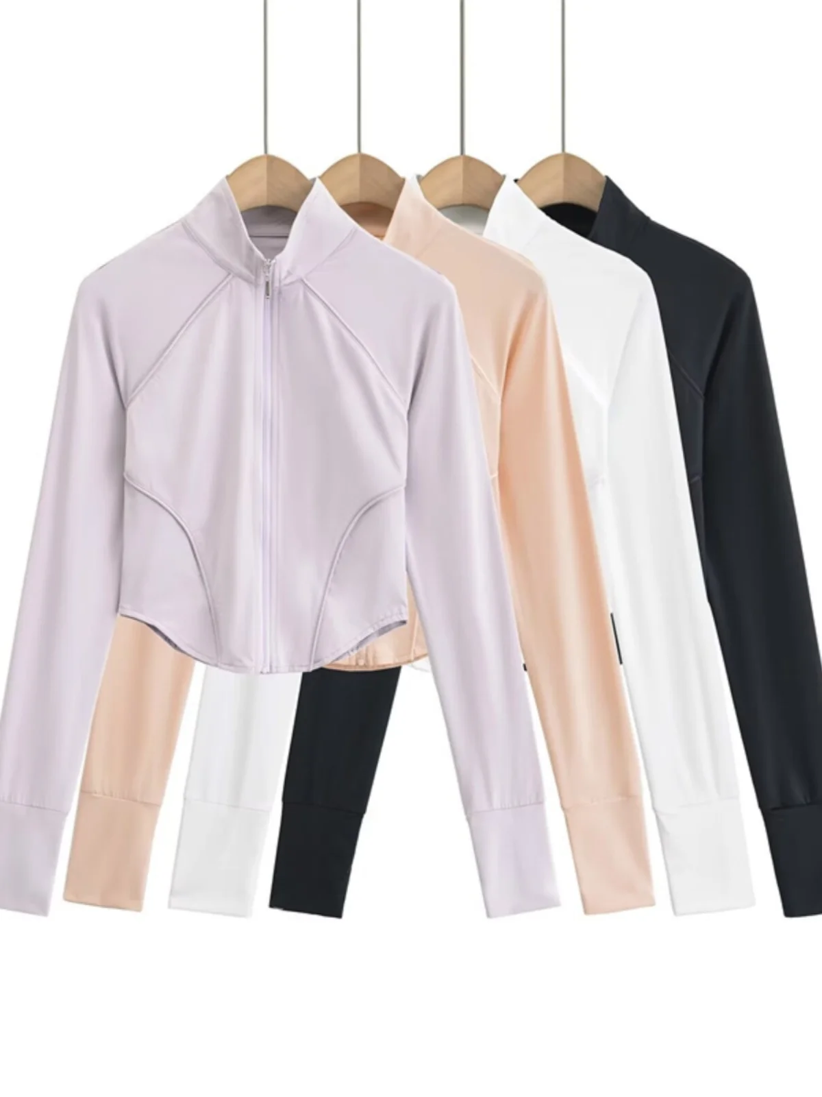 Street Sle Casual Slim Fit Longo Sve Proteção UV Gola Gelo Desencapado Versátil Casaco de proteção solar Bainha arqueada Cintura C...