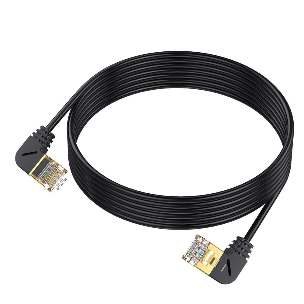 Angled Ethernet Cable 90 Degree Left/Right OD3.8mm CAT8 2000MHz 40Gbps Network LAN Cord 2M for Laptops PS4 Router RJ45