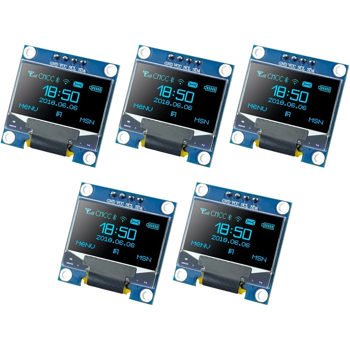 5 Pcs 0.96 Inch OLED Display Module 128x64 Pixel I2C IIC SSD1306 Mini Self-Luminous Screen for Arduino Raspberry Pi