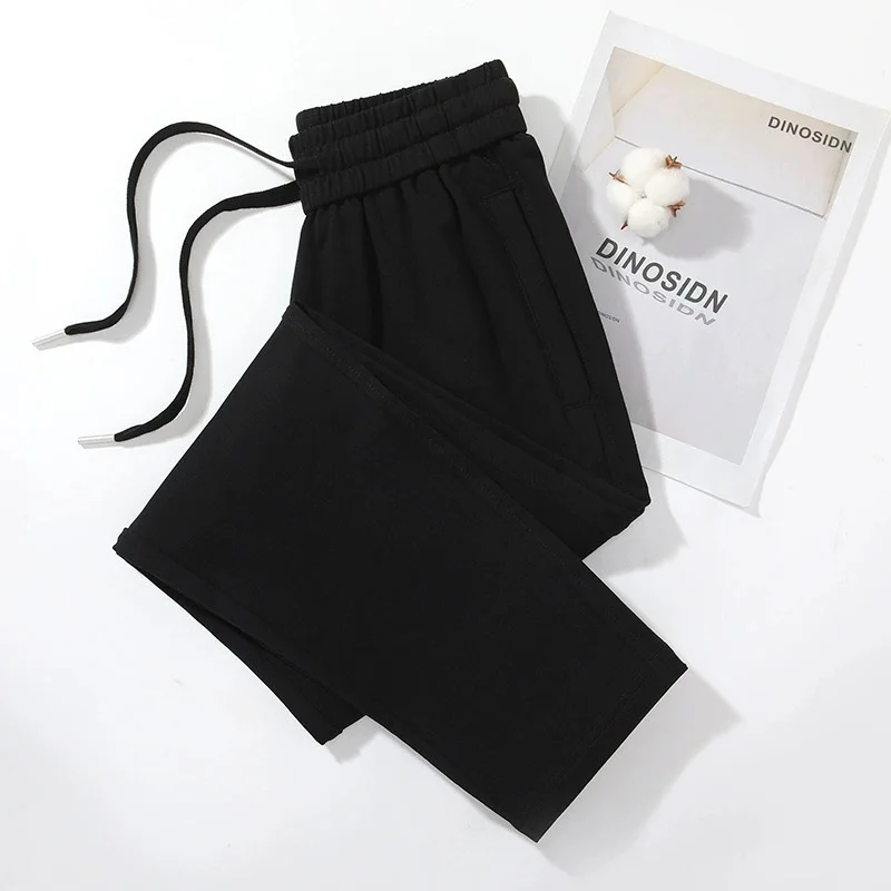 2025 printemps été coton pantalons de survêtement femmes mince pantalon de Sport décontracté taille élastique cordon pantalon droit dame pantalon confortable