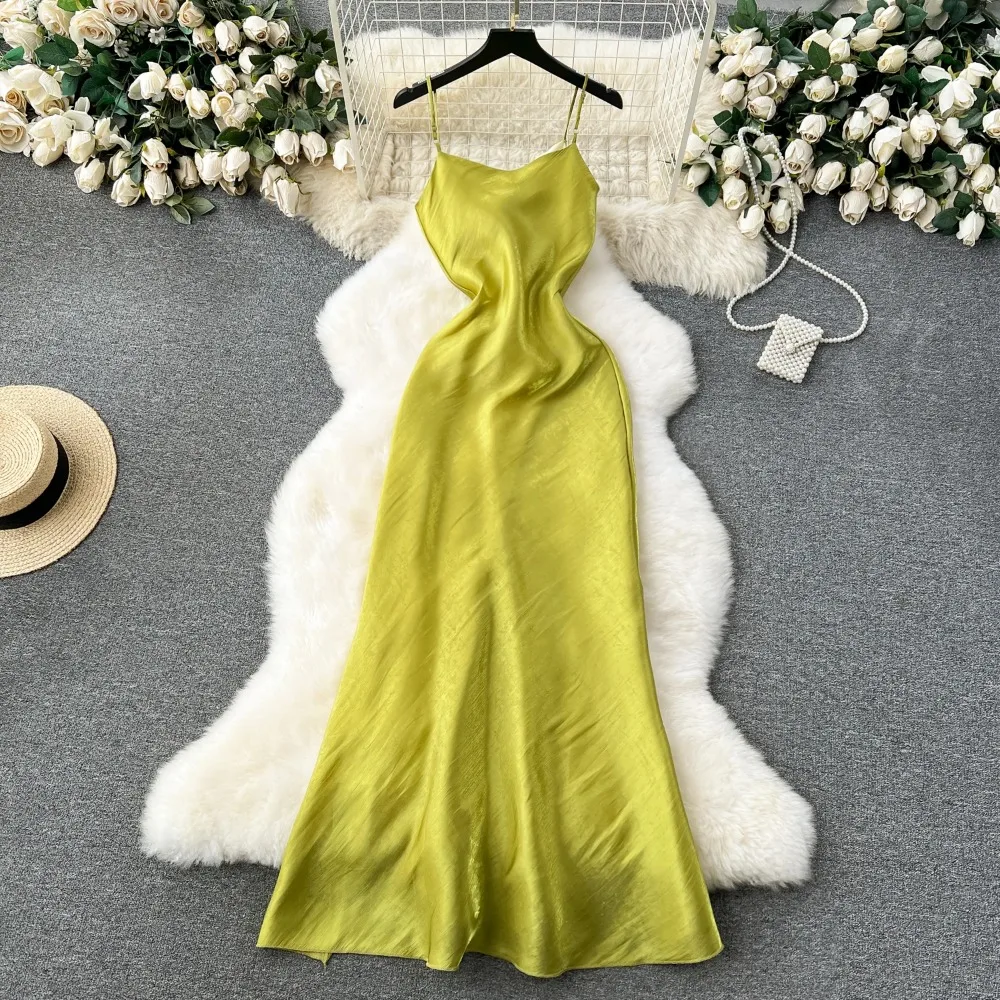 Chic Sexy Elegant Three-dimensional Flower Slip Split Dress A-line Backless Evening Party Vacation Vestidos Women Sundress