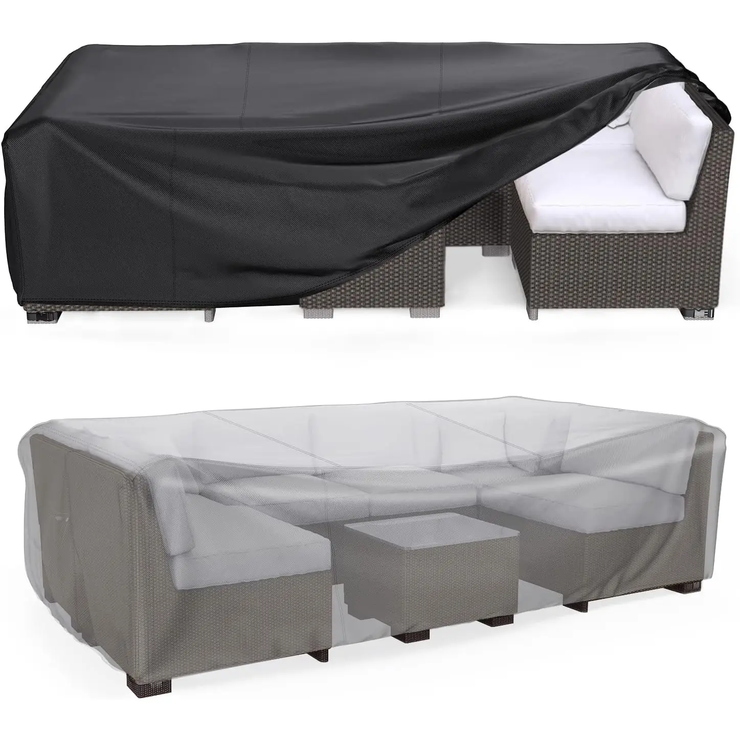 Rectangular Sofa Set Cover, Heavy‑Duty Waterproof Weatherproof Garden Table Chair Furniture Protector with Drawstring & Buckles