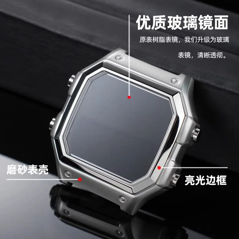 For Casio AE1200 AE1300 Modified metal case 3299 AE-1200 bezel glass waterproof ring kit 304 stainless steel part Men Watchband