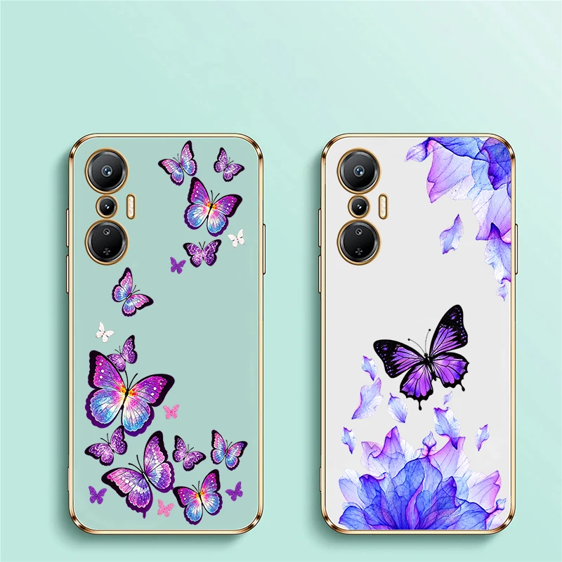 Elegant Floral Butterfly Case For Infinix Hot 12 11s 10 9 8 Pro 12i 10 Play Plating Silicone Soft Drop Resistant Back Cover Etui - view 2