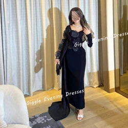 Giggle Satin Sweetheart Appliques Elegance Prom Gown Saudi Arab Close-Fitting Ankle-Length Evening Party Dresses for Women 2024