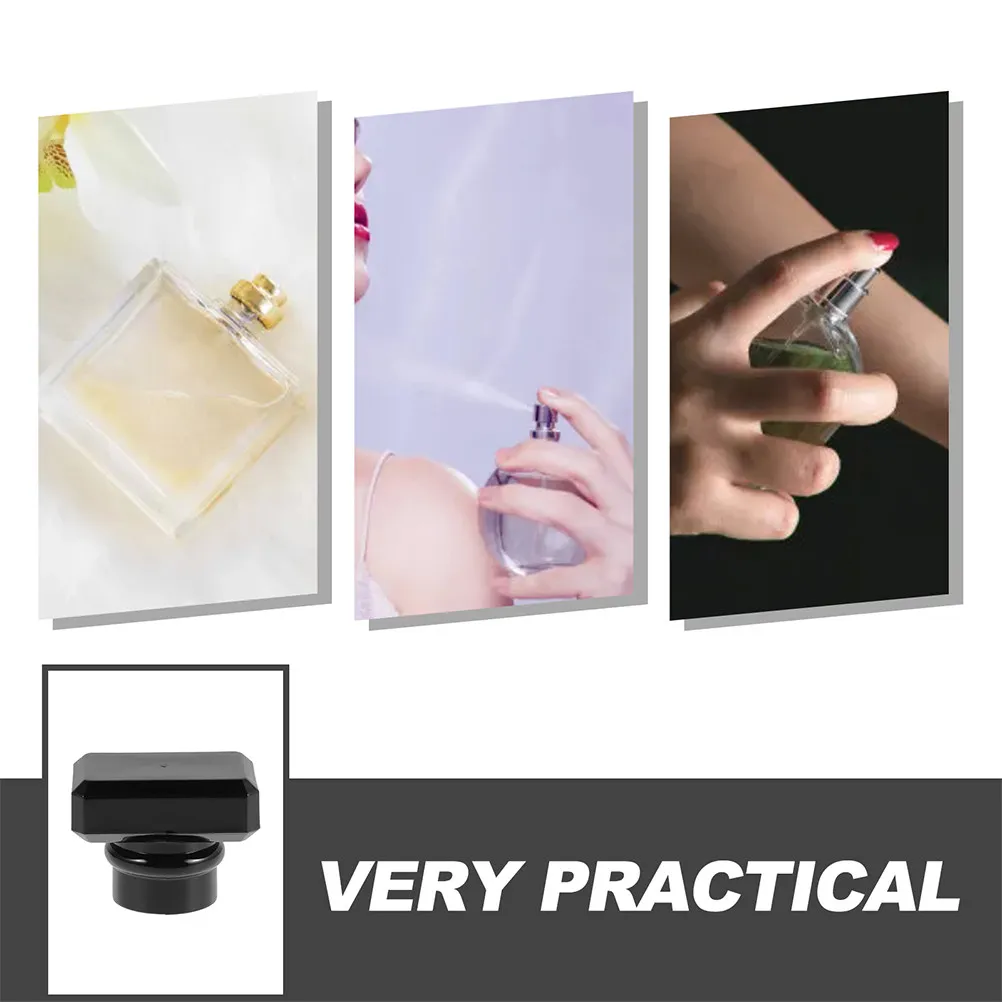 8Pcs Black Square Perfume Bottle Caps Premium Plastic Seal Lids Snap Closure for Fragrance Preservation Compatible with Most