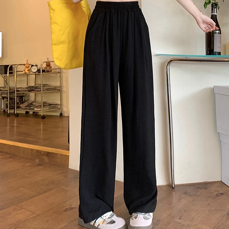 Women Summer Casual Streetwear Pants Lady Fashion Streetwear Baggy Wide Leg Trousers Female High Waisted Straight Leg Joggers