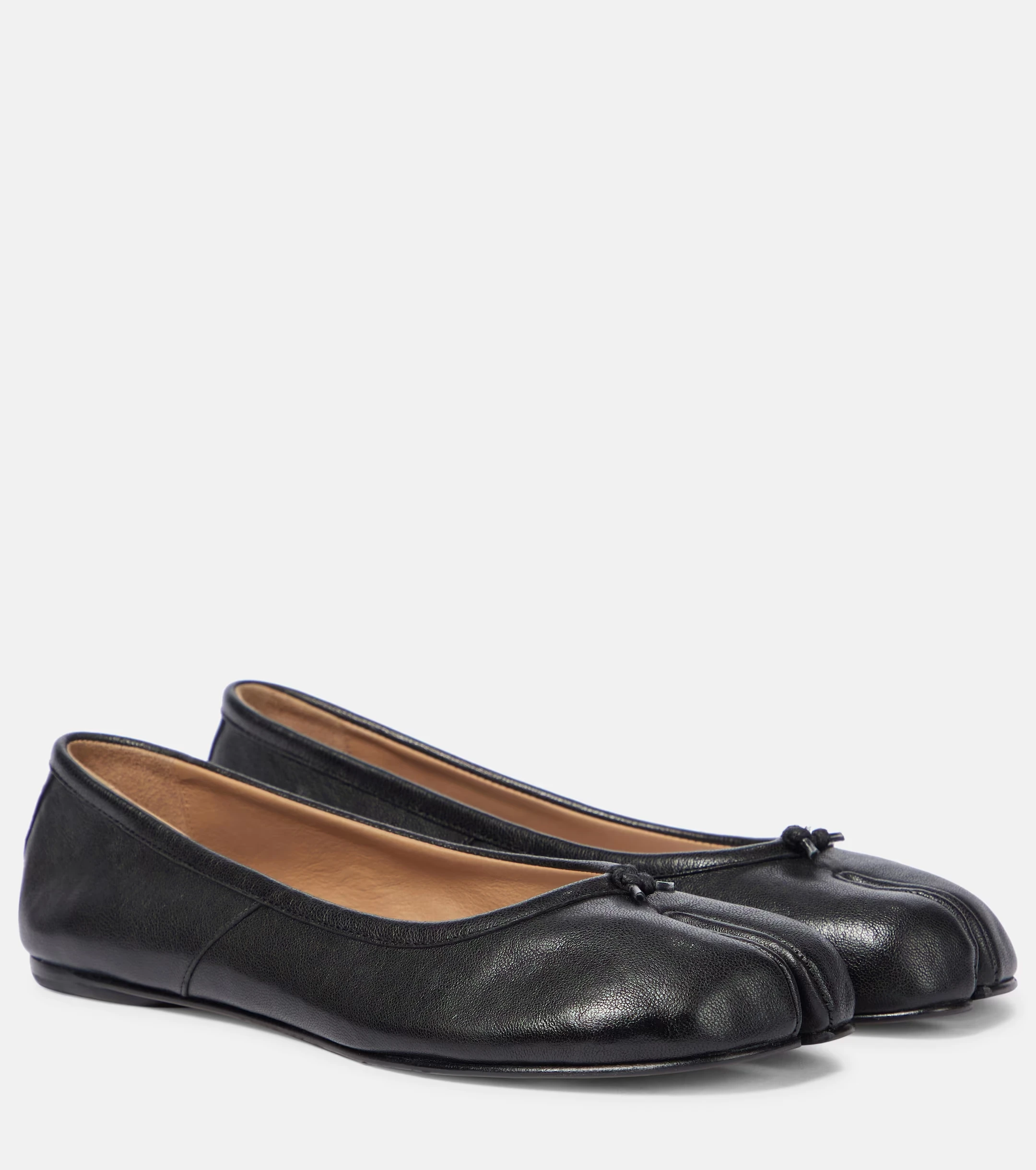 

Women's Shoes Tabi Leather Ballet Flats Split Toes Black