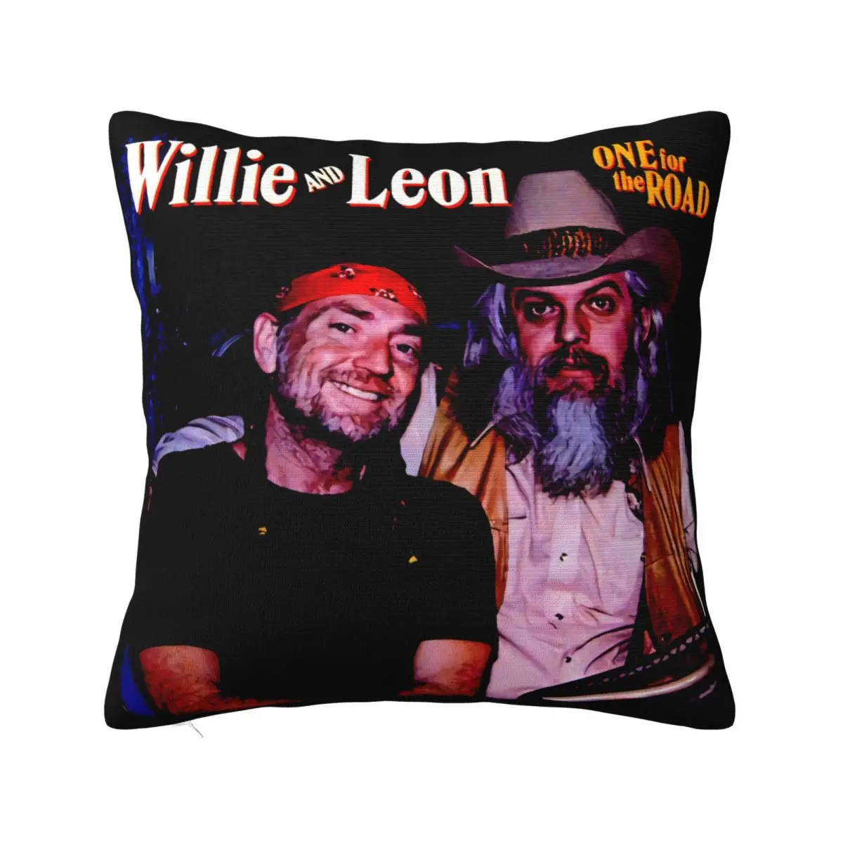 Vtg Willie Nelson Leon Russell One For The Road 1979 Reprint Holiday Pattern Creative Pillow Case