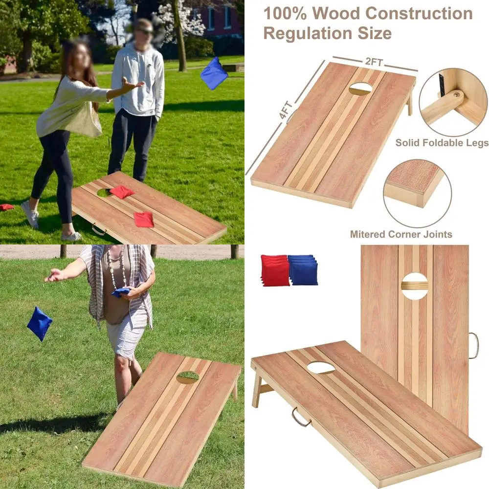 

Cornhole Set 4'x2' Cornhole Board Sets with Bags Regulation Size, Corn Hole Games for Adults Outdoor Bean Bag Toss Game, Solid W