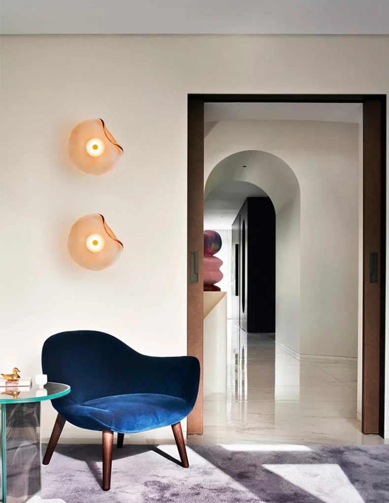 Art Amber Gray Glass LED Wall Light 3000K Sconce