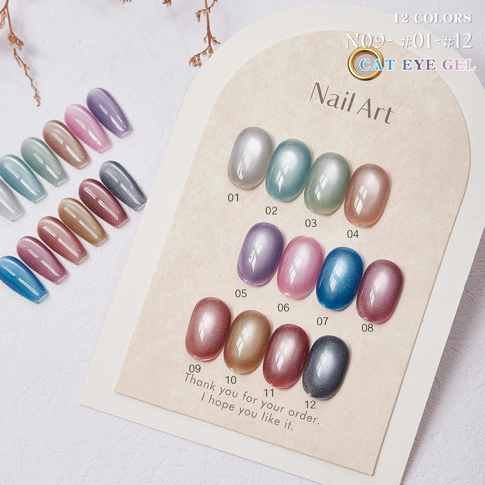 Vendeeni 12 Farben Kristall-Katzenaugen-Gel-Nagellack-Set Magnetischer UV-Soak-Off-Gel-Lack Glänzender Regenbogen-Katzenaugen-Gel mit Display – Detail 7