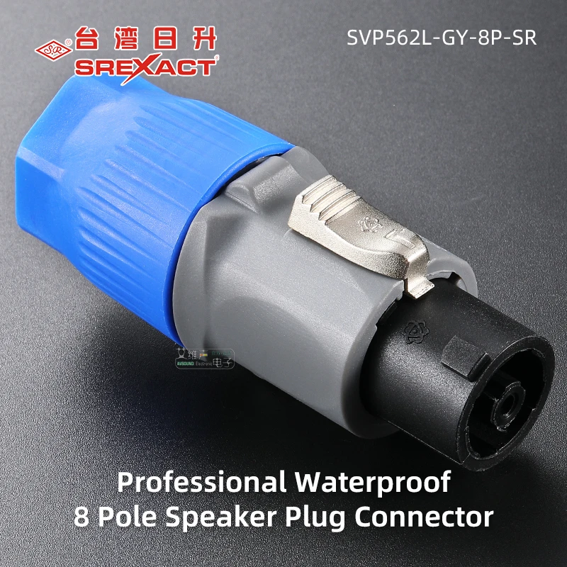 Srexact 4 pólo plugue de áudio 8 pólo alto-falante plug cabo conector 4 p disposição linear plug ohm plug à prova dwaterproof água linha áudio alto-falante fase