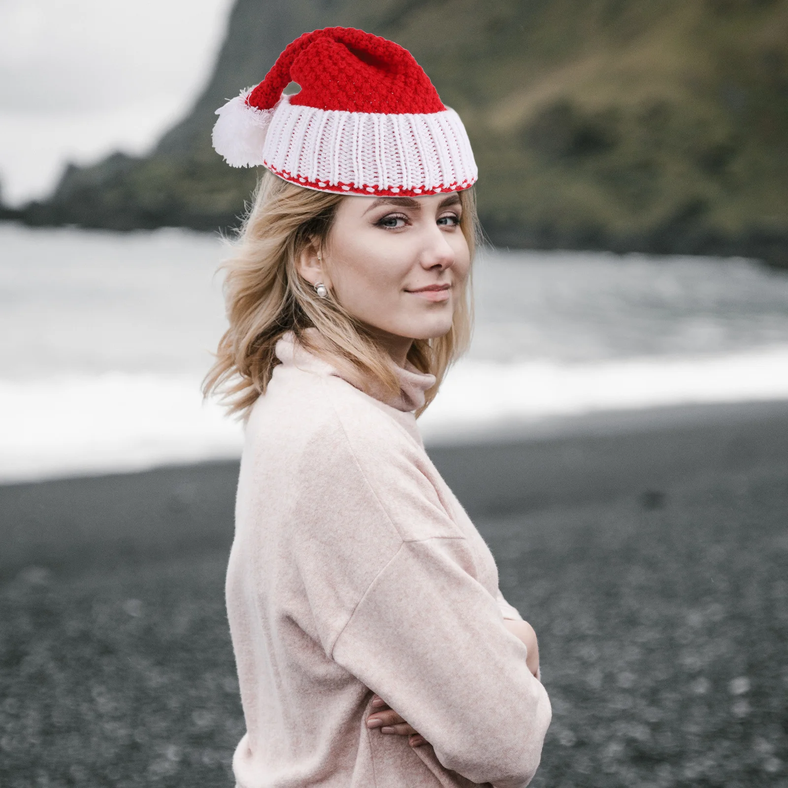 

Premium Knitted Christmas Hat Santa Style Winter Beanie for Adults Warm Outdoor Headwear Festive Holiday Gift for Family Friends