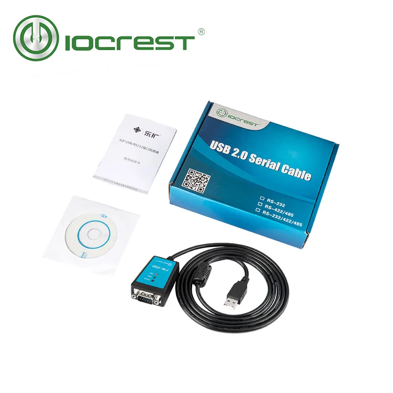 IOCREST USB 2.0 to DB9 RS232 com port Serial Cable Converter with Magnetic Ring Led Light for industral