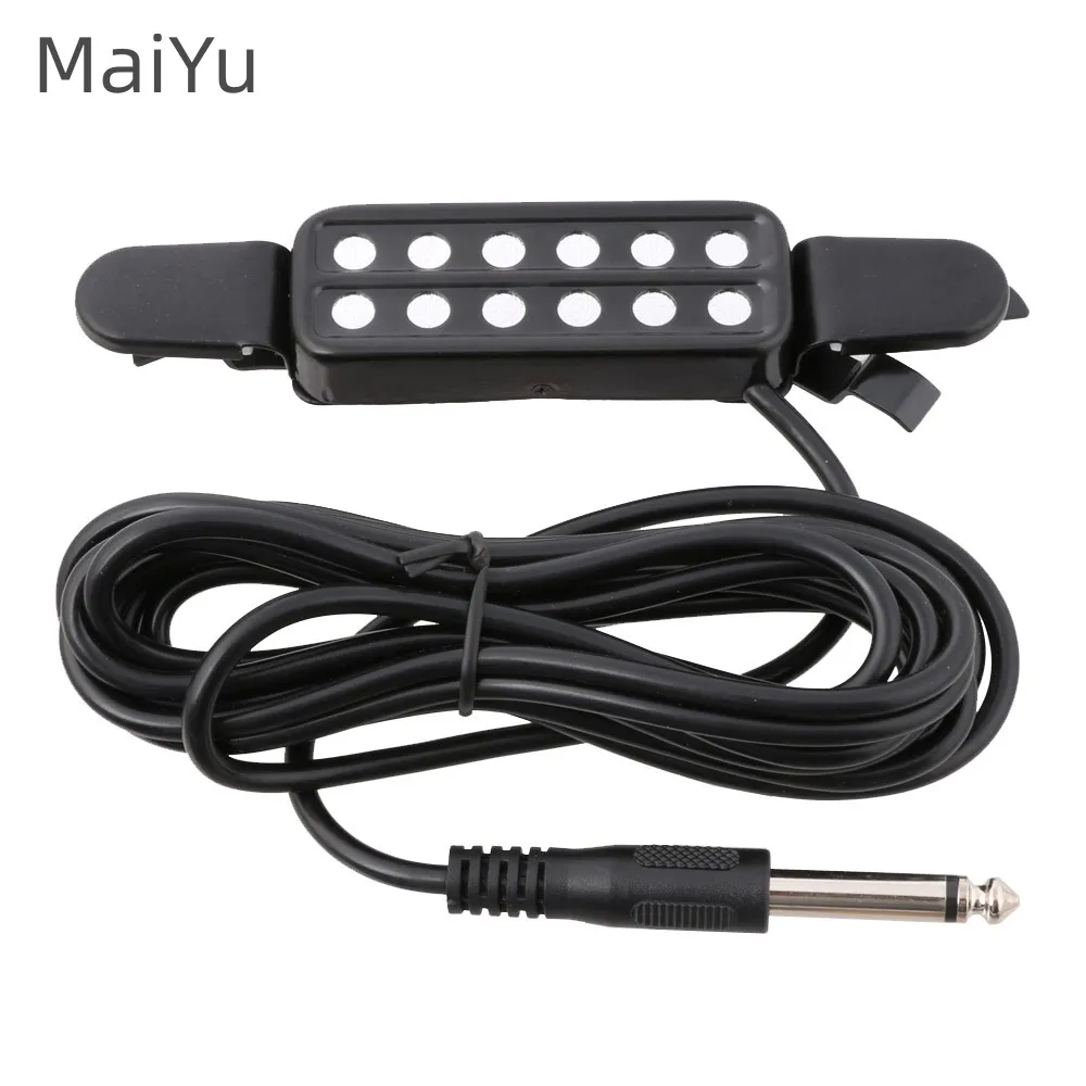 

Good 12 Sound Hole Folk Guitar Pickup Recrod Microphone Acoustic Electric Transducer Magnetic Preamplifier 6.35mm with 3M Length