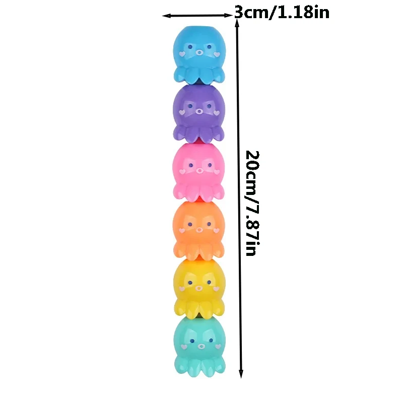 5-Color Pastel Fluorescent Octopus Stacking Highlighters & Marker Pens -  Compatible with Bulletin Boards, Planners, Journals