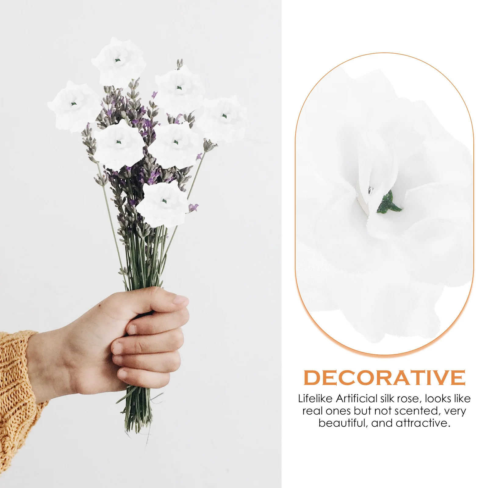 

50pcs Artificial 4 5cmx3cm White Rose Flower For Wedding Silk Flowers for Wedding Christmas Birthday Party Decorations