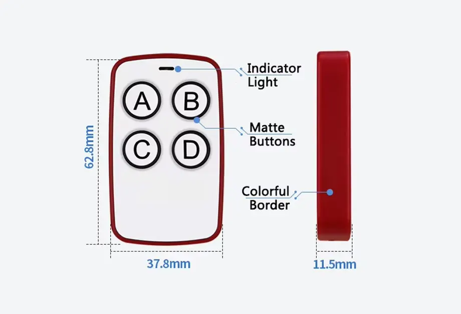 Universal 4 Buttons 433MHz Wireless Remote Control Copy Code Duplicator for Garage door Car Light Smart Home Switch