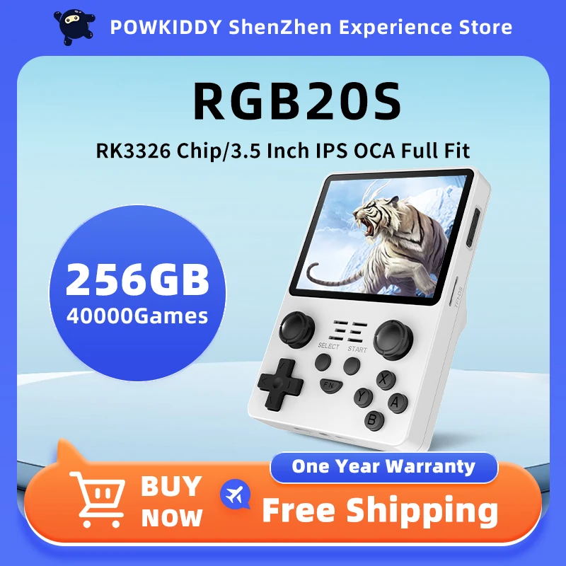 

POWKIDDY RGB20S Handheld Game Console New Retro Game Players Open Source System 3.5-Inch 4:3 IPS Screen Children's Toy Gifts