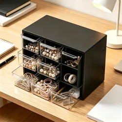 Desktop 9 Grid Office Drawers Box Small Piece Organizer Transparent Partitioned Student Desk Wall-mounted Sundries Drawer