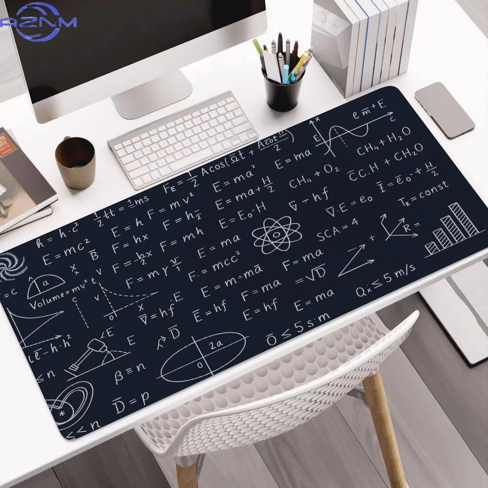 Oversized Desk Mat Featuring Mathematical Formulas - Non-Slip, Extra-Wide Mouse Pad Displaying Physics, Calculus, And Engineerin