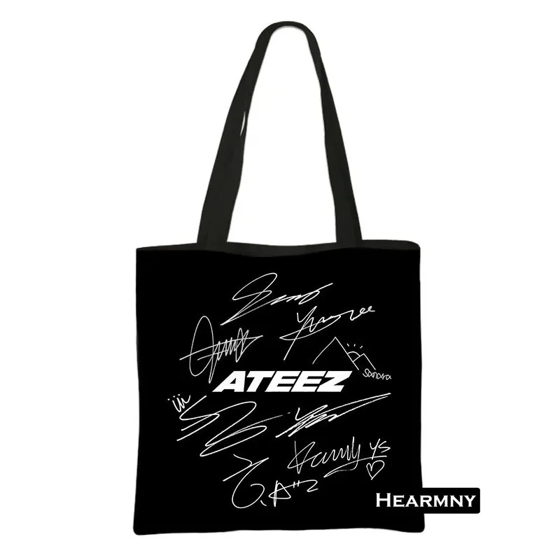 Korean Kpop ATEEZ Printing Shopping Bag Fellowship Break The Wall Women Totes Bags Harajuku Reusable Casual Shoulder Bag Gift