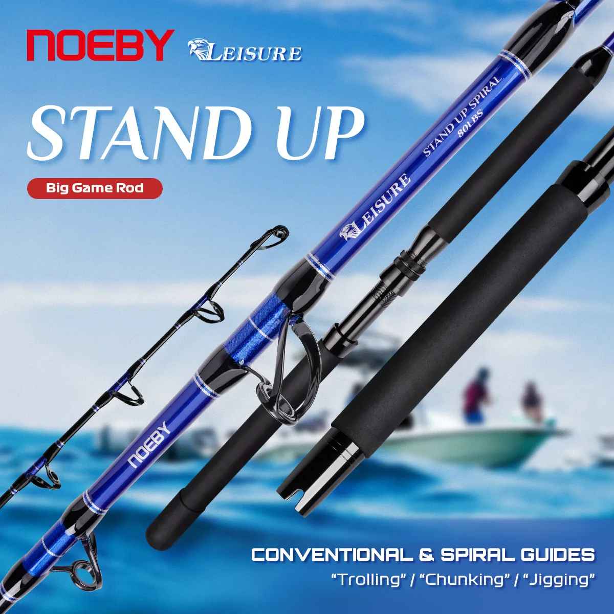 noeby convencional trolling pesca rod guias espiral e vidro agua salgada atum tubarao varas chunking jigging grande game 166m 17m 01