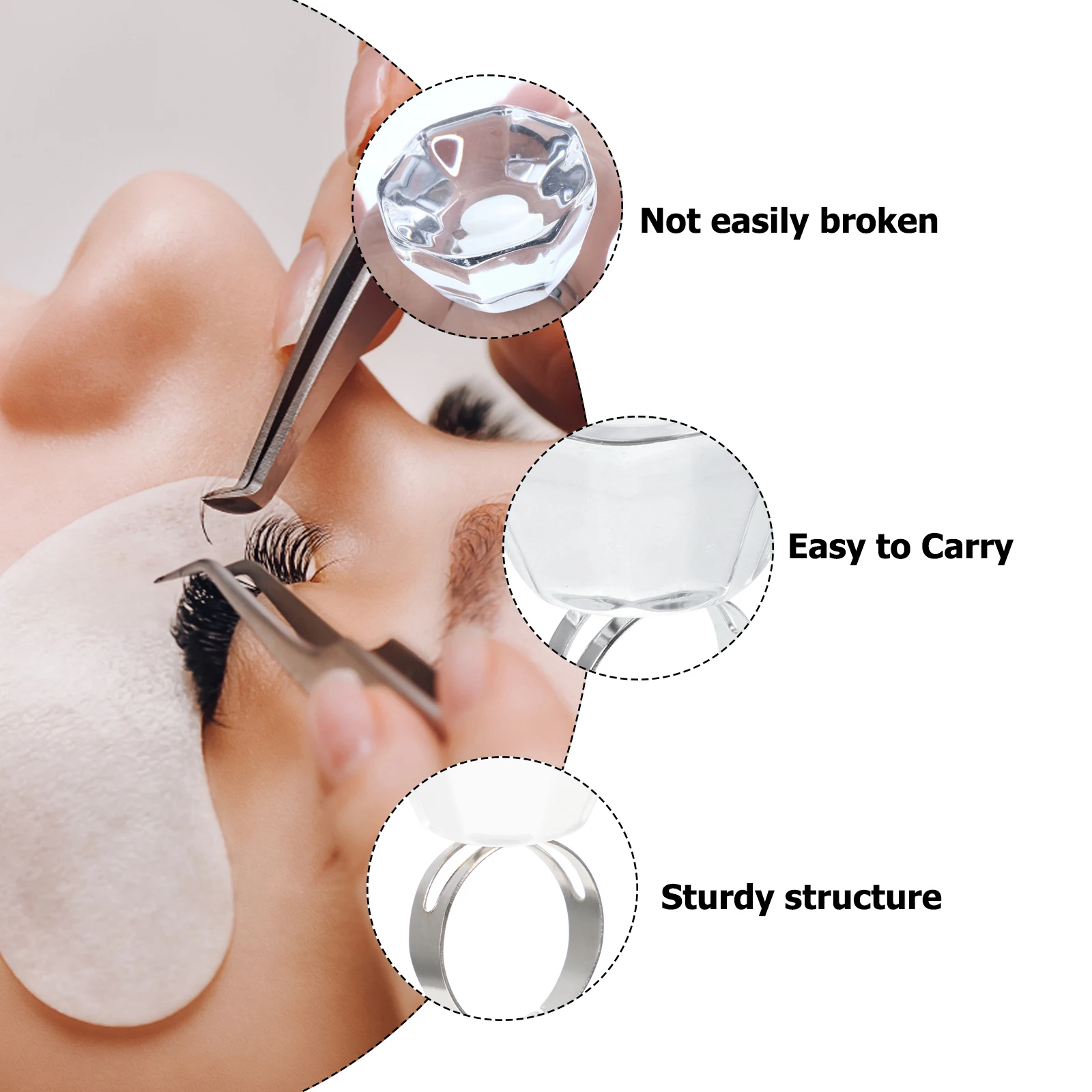 

1Pcs Crystal Ring Cup Stylish Pigment Tray for Eyelash Extensions Tattoo Ink Storage Reusable Glue Ring Cup Beauty Tools