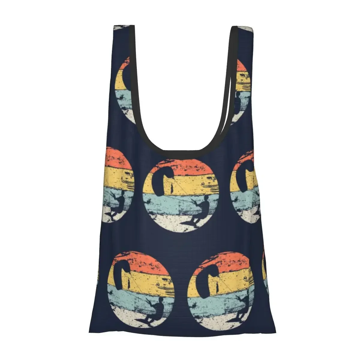 Kite Boarding Kiteboarder Look Gif Portable Tote Shopping Bags Large Capacity Shopper Bag Groceries Handbag Shoulder Bag