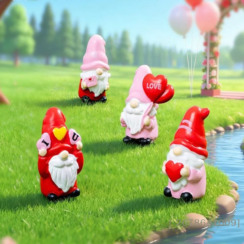 ✔4pcs Mini Love Dwarf Figurine Miniature Resin Mushroom Gnome Doll Garden Landscape Craft DIY Ornaments Desktop Decoration Gifts